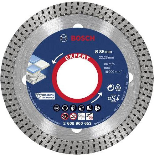 Bosch EXPERT HardCeramic Diamanttrennscheibe für Winkelschleifer Durchmesser: 85 mm, Bohrungs-Ø: 22,23 mm - Bild 1