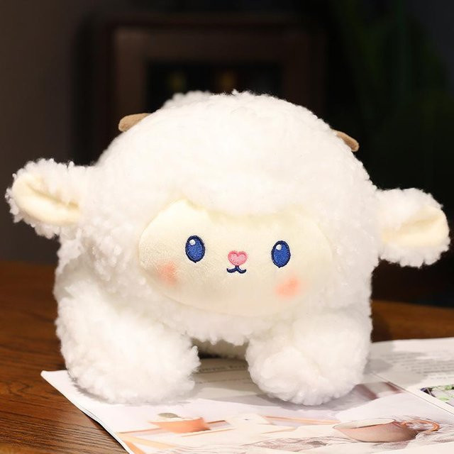 Liegendes Lamm Kissen, Plüschtier Puppe, Weiß, 70cm - Bild 1