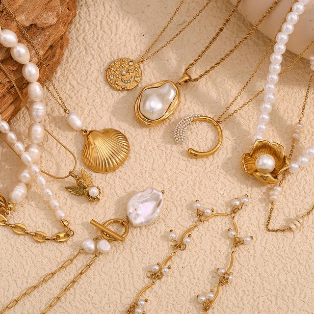 E.B.belle Halskette, Edelstahl, Gold, Perle, Damen - Bild 1