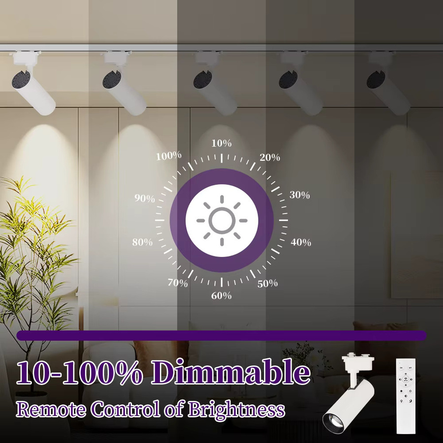 LANGYUE Dimmbarer LED Schienenstrahler mit Fernbedienung, Schwarz, Zylinderform aus Aluminium und Metall - Bild 3