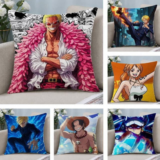 Bandai One Piece Portgas D Ace Anime Plüschkissenbezug, quadratisch, mehrfarbig, Breite: 30 cm, Höhe: 30 cm - Bild 1