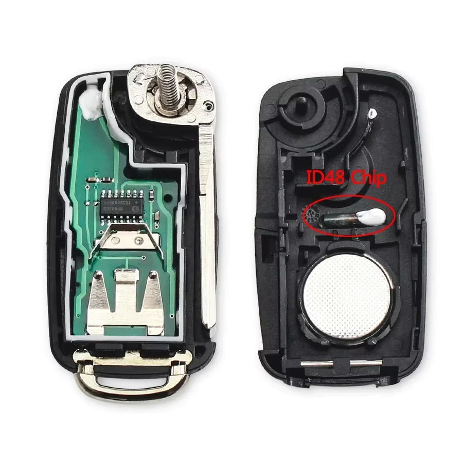 KEYYOU Auto Fernbedienung Schlüssel mit Schneiden Service 434MHz ID48 für VW Volkswagen Caddy Eos Golf Jetta Polo Touran Passat in Schwarz - Bild 2