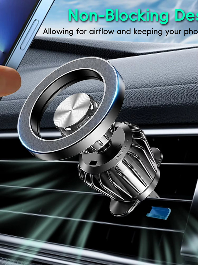 MagSafe-Autohalterung mit extra starker Magnetkraft, magnetischer Telefonhalter für die Autoentlüftung, 360 Grad verstellbar, Schwarz - Bild 7