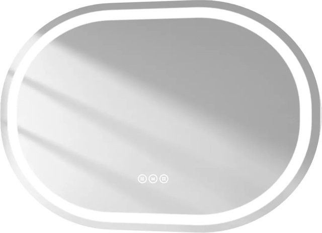 Emke Oval Spiegel Schwarz mit dimmbarer Beleuchtung B: 70 cm, H: 50 cm - Bild 1