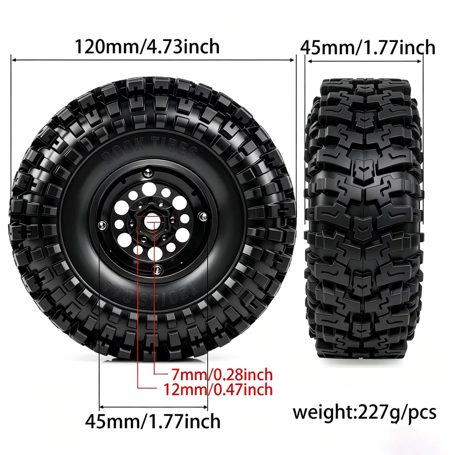 Traxxas Weiche Klebrige Schlammreifen, 120mm, 1.9 Reifen Räder, Schwarze Felgen - Bild 2