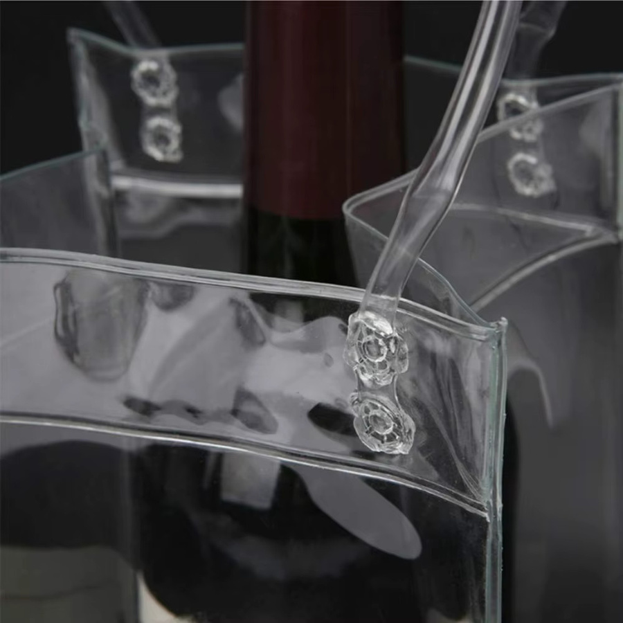 Leeseph Weinkühltasche aus transparentem PVC mit Griff, 3er-Pack oder 6er-Pack Eisweintasche für Champagner und Wein - Bild 3
