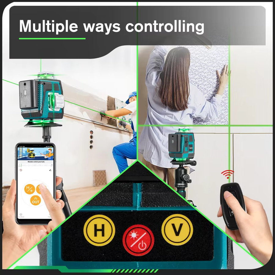 HGLINE 16-Linien 4D Laser-Nivelliergerät mit Leistungsanzeige und automatischer 360 Grad Nivellierung für horizontale und vertikale Kreuzlaser-Messungen - Bild 5