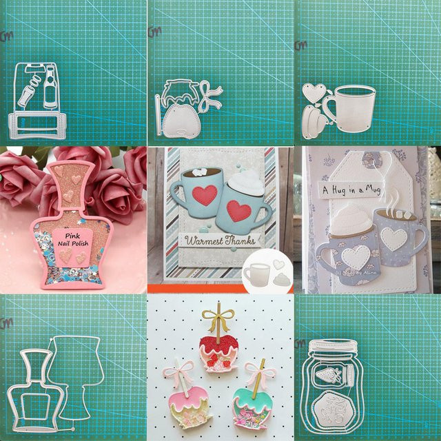Metall Schneidwerkzeug Schablone für Scrapbooking und DIY Bastelarbeiten mit Tassen- und Flaschenmotiv - Bild 1