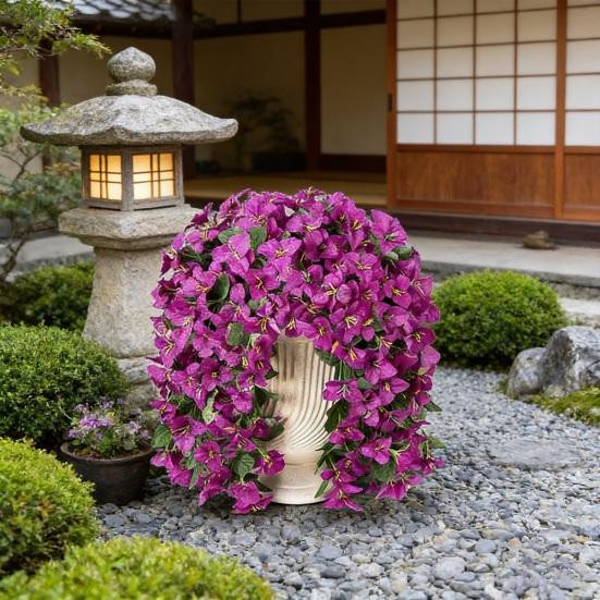 Yousheng Künstliche Bougainvillea Hängende Ranken in Multicolor, 2er Set - Bild 3