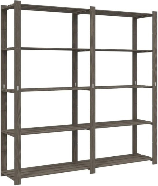 vidaXL Lagerregal aus Kiefer Massivholz mit 5 Böden in Grau, B/T/H: 170 x 38 x 170 cm - Bild 1