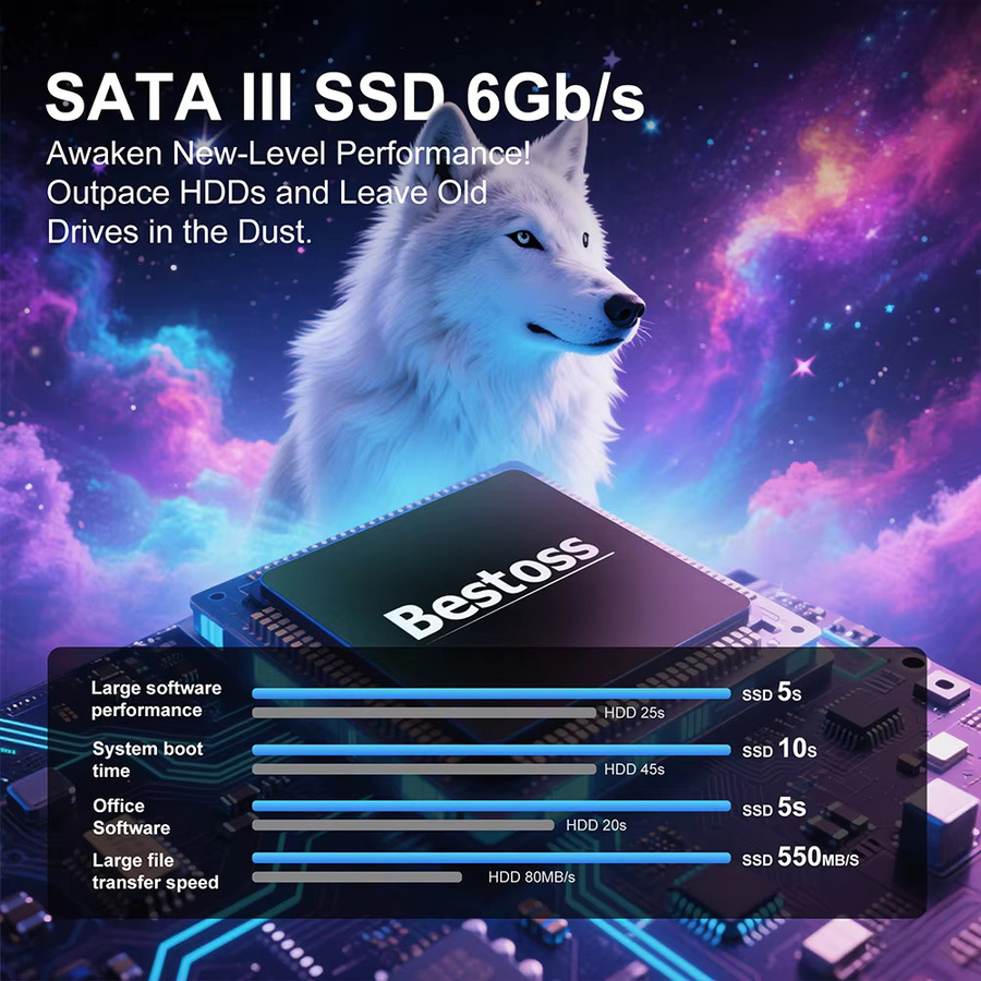 Bestoss SATA 3.0 SSD 2,5 Zoll Solid-State-Laufwerk für Desktop oder Laptop in Schwarz - Bild 2