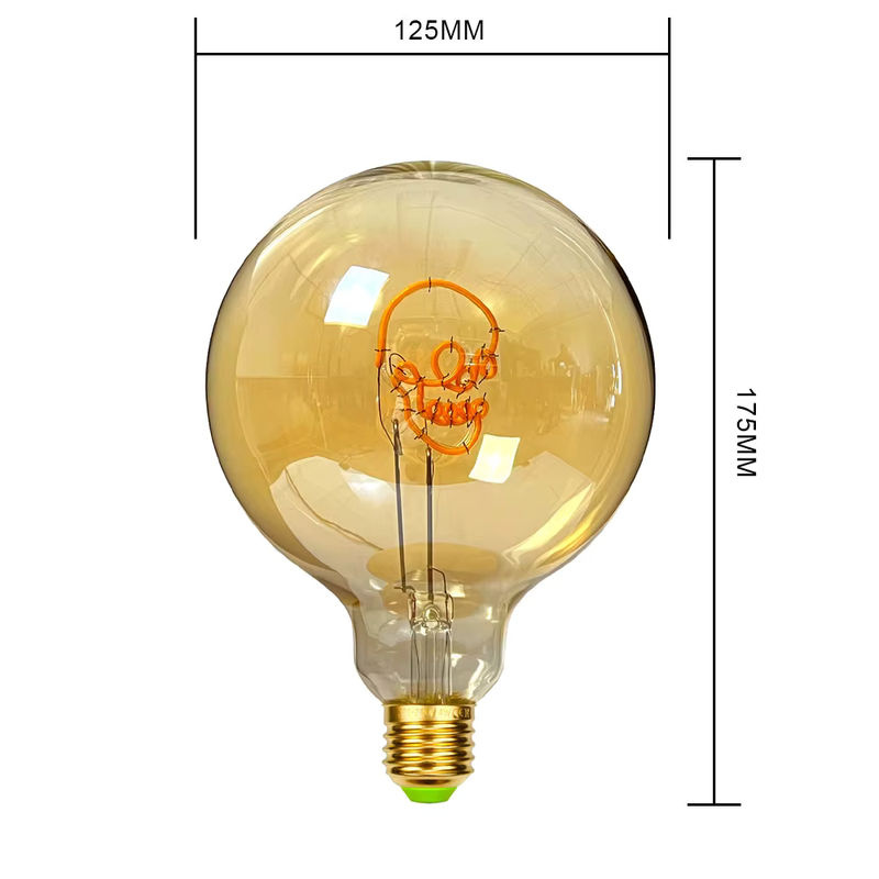 TIANFAN Vintage LED-Birne G125 Globus Edison-Stil, dimmbar, E27, 4 W, transparent - Bild 6