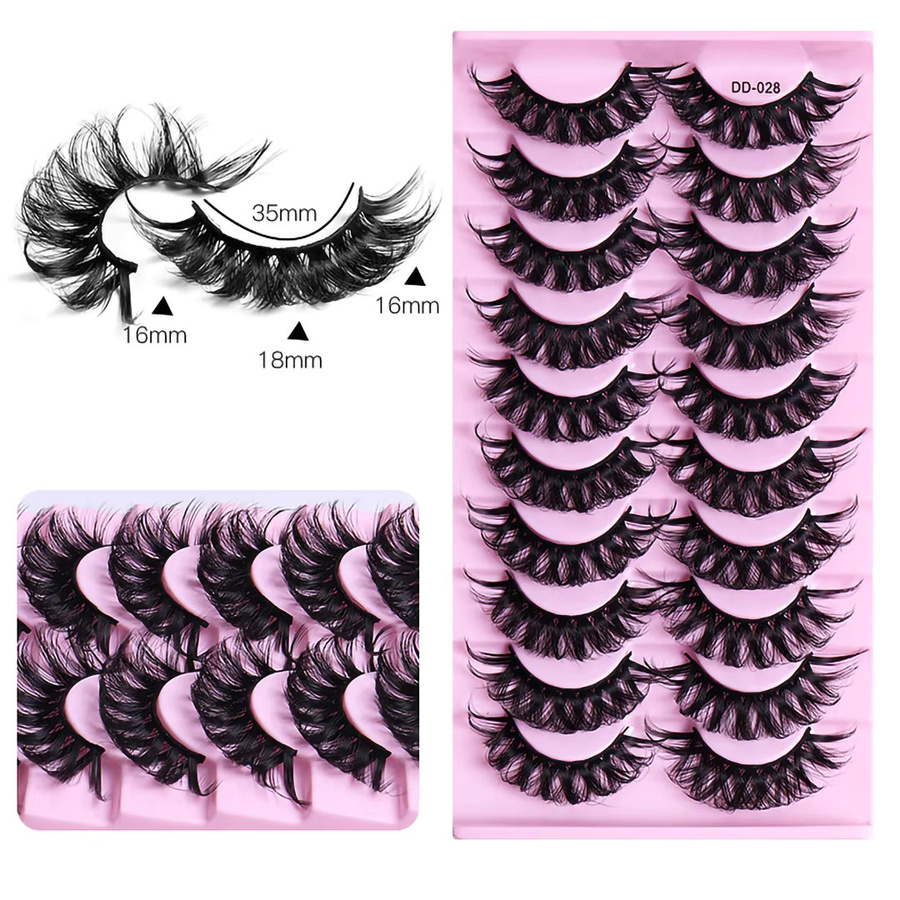 JIEFUXIN Künstliche Wimpern 3D Volumen, Black, 10 Paar, Unisex - Bild 2