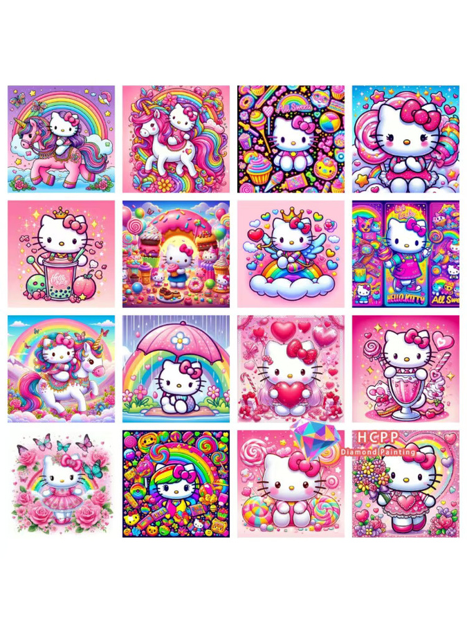 TOPTOY Hello Kitty Diamond Painting Set DIY Mosaik Kunst mit bunten quadratischen Diamanten zur Heimdekoration - Bild 3