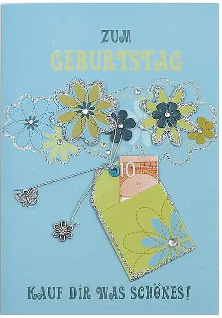 Geburtstagskarte für Geldgeschenke mit Briefumschlag in Weiß und Multicolour aus Papier - Bild 1