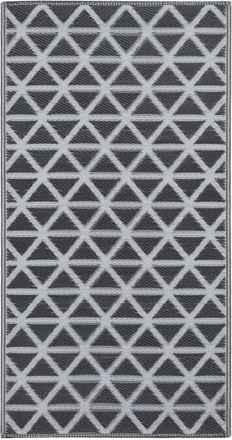 vidaXL Outdoorteppich mit Jacquard-Muster in Schwarz, B: 120 cm, T: 180 cm, aus Polypropylen - Bild 1