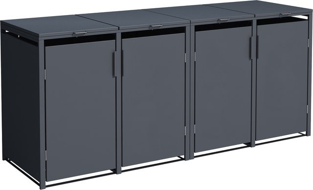 DEGAMO Mülltonnenbox MÜNCHEN aus verzinktem Stahl für 4 Tonnen (120 und 240 Liter), Farbe: Anthrazit, B/T/H: 264 x 80 x 116 cm - Bild 1