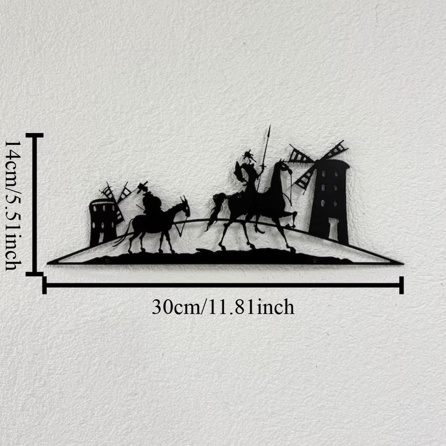 Don Quijote Silhouette Metall-Wandkunst in Schwarz für literarische Dekoration - Bild 2