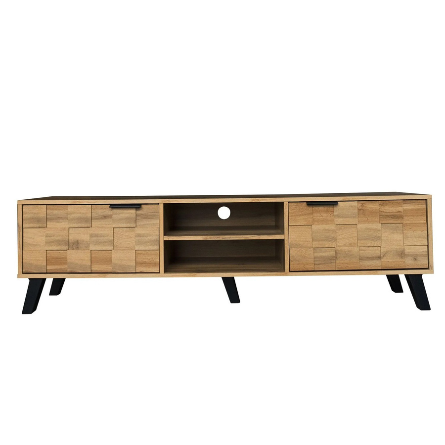 okwish TV Schrank in Natur mit Türen und offenen Fächern, modern, B/T/H: 160,5 x 35,5 x 45 cm - Bild 2