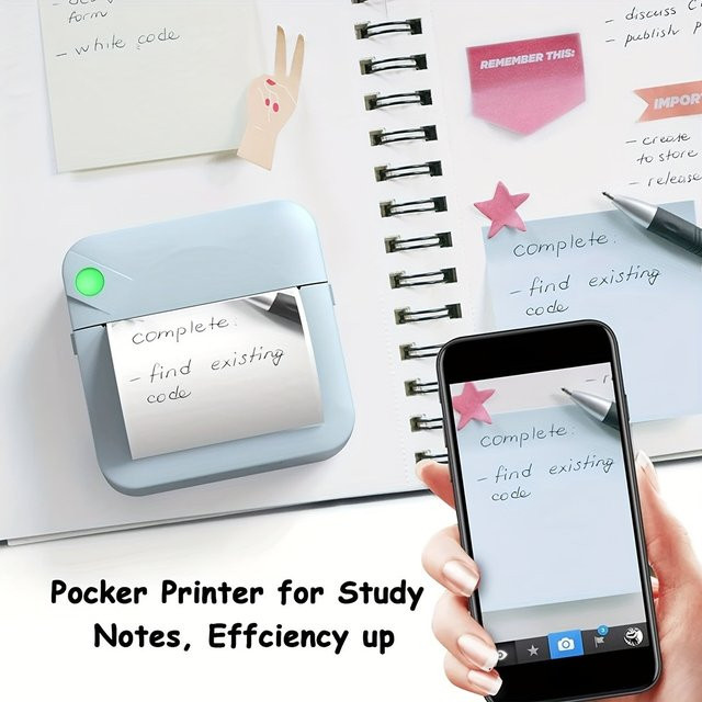 HIOHYU Kabelloser Mini-Thermodrucker mit Bluetooth für iOS und Android zum Drucken von Etiketten, Bildern und Aufklebern - Bild 1