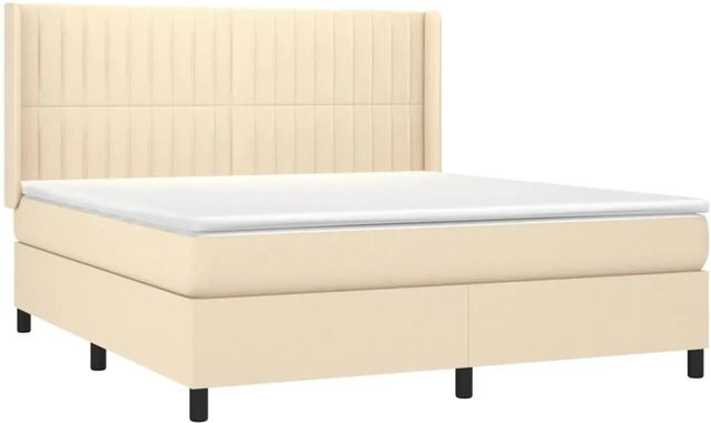 vidaXL Boxspringbett mit Matratze in Beige, Hybrid-Bett mit LED-Unterbettbeleuchtung und USB-Anschluss, B/T: 180 x 200 cm - Bild 1