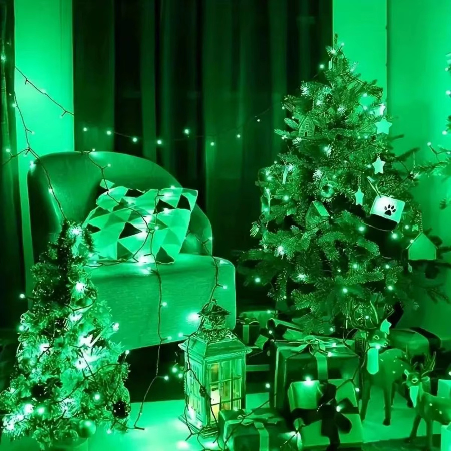Solarbetriebene LED Lichterkette in Grün mit 8 Beleuchtungsmodi, wasserfeste Außendekoration für Garten, Party und Halloween - Bild 4