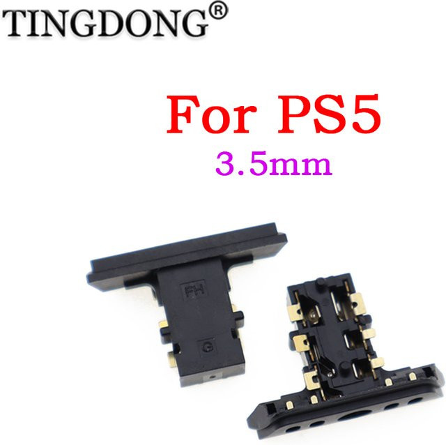 TingDong 3,5 mm Headset Stecker Port Buchse für DualSense 5 PS5 Controller in Schwarz - Bild 1