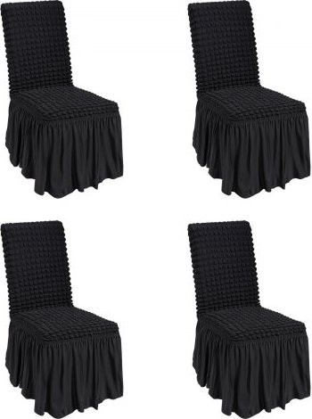 VEVOR Stretch Spandex Stuhlbezüge mit Rock, 4er-Set, Schwarz, Waschbare elastische Slipcover für Esszimmerstühle und Bankett-Anlässe - Bild 1