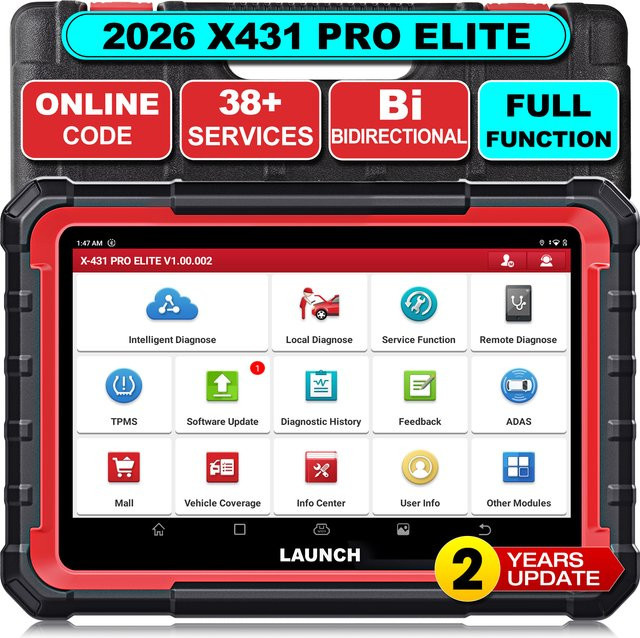 LAUNCH X-431 PRO Elite Advanced Auto-Diagnosetool mit 8-Zoll Display, ECU-Codierung, CAN FD und DOIP, Schwarz - Bild 1