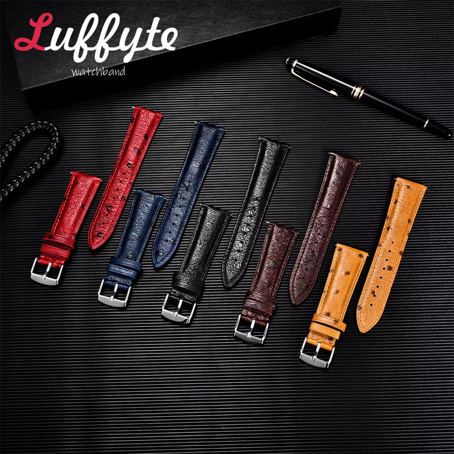 Uhrenarmband Leder, Straußenmuster, Unisex - Bild 1