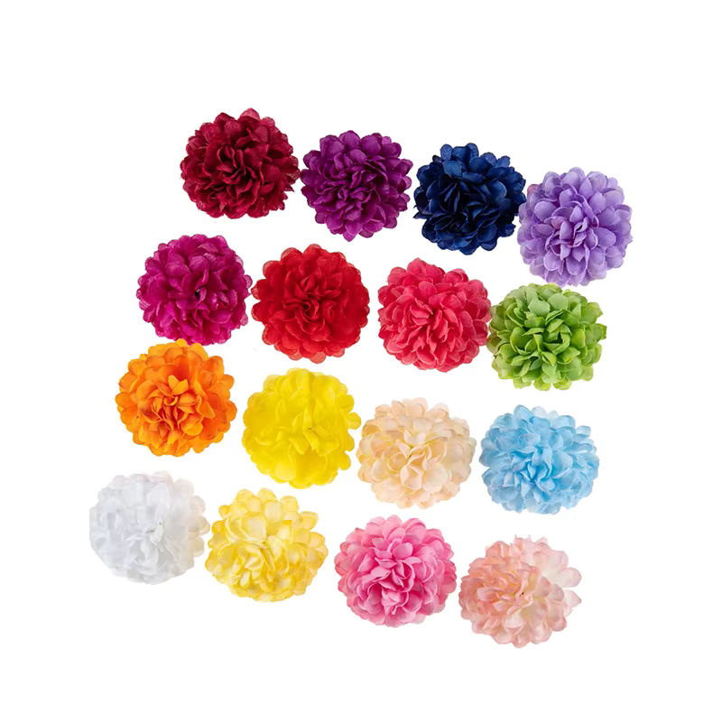 10 Stück künstliche mehrschichtige Seiden-Chrysanthemenköpfe von smr in Grün und Multicolour, Durchmesser: 5 cm, ideal für Hochzeitsdekoration und DIY-Projekte - Bild 6