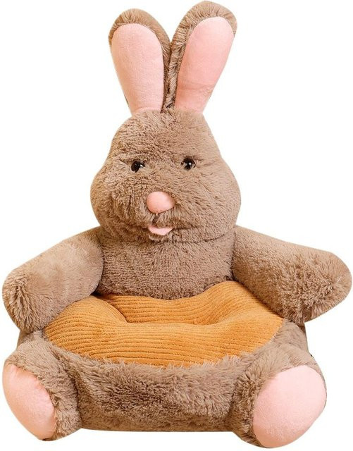 DSD1 Plüsch Sitzkissen in Braun für Kinder und Erwachsene als weiches Spielzeug-Sitzkissen - Bild 1