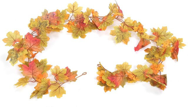 GoolRC Herbstblattgirlande Maple Leaf Vine in Beige und Orange, wasserdichte und wiederverwendbare Blättergirlande aus Kunststoff - Bild 1