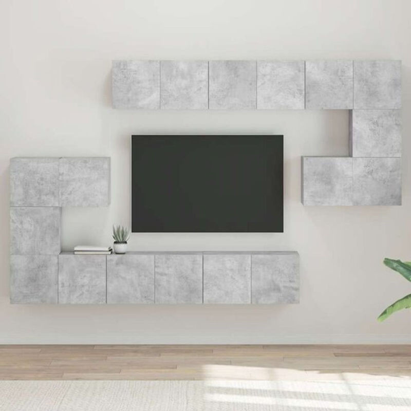 Vidaxl 10-teiliges TV-Schrank-Set Modern in Betongrau aus Holzwerkstoff - Bild 1