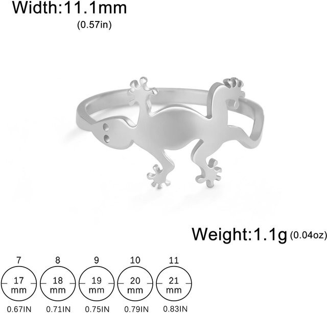 YULIN Ring Wandgecko, Edelstahl, Silber, Unisex - Bild 1