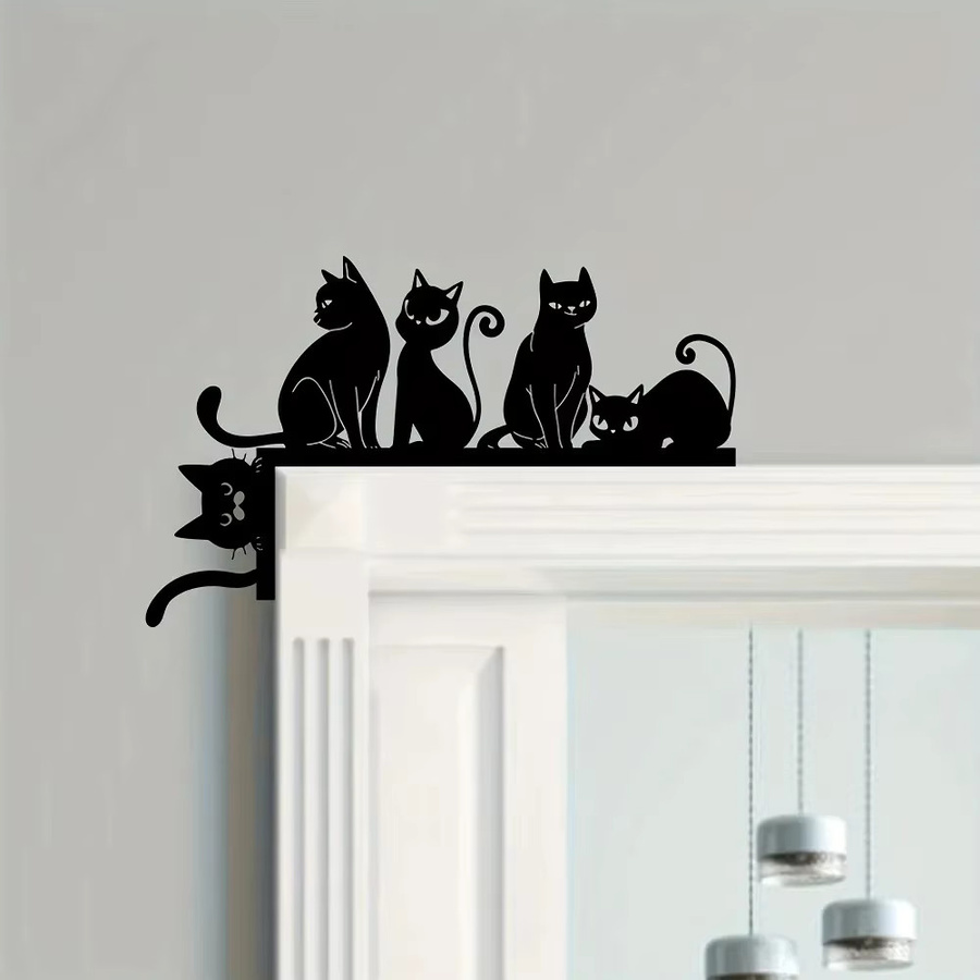 CIFBUY WhimsyCat Metall-Wandkunst Schwarze Katzen-Silhouette aus Aluminium und Eisenblech - Bild 2