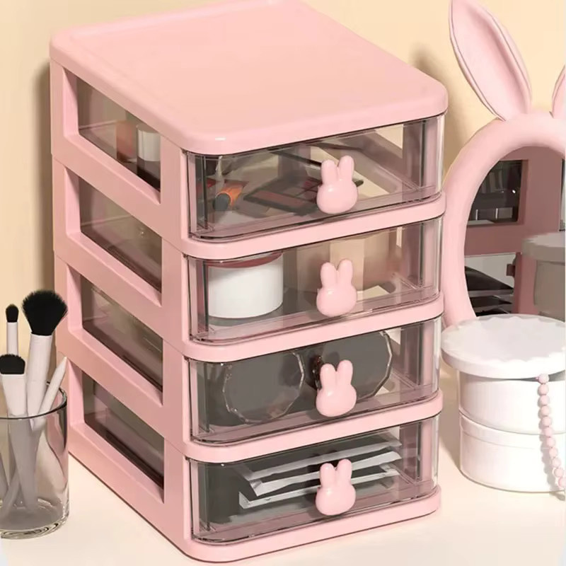 Multifunktionaler Tischorganizer aus Kunststoff mit mehreren Fächern in Weiß und Pink für Schreibtisch, Büro oder Haaraccessoires - Bild 2