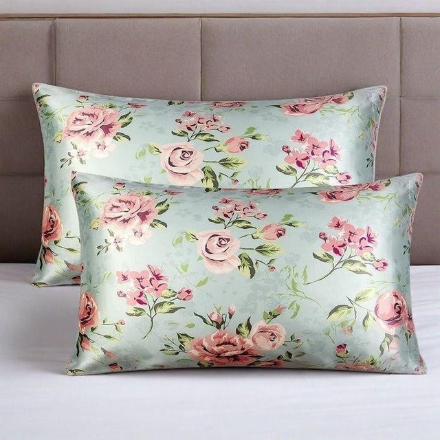 JMG Clothing Seiden-Satin-Kissenbezug mit floralem Design und Reißverschluss, Multicolour, B/H: 50 x 75 cm - Bild 1