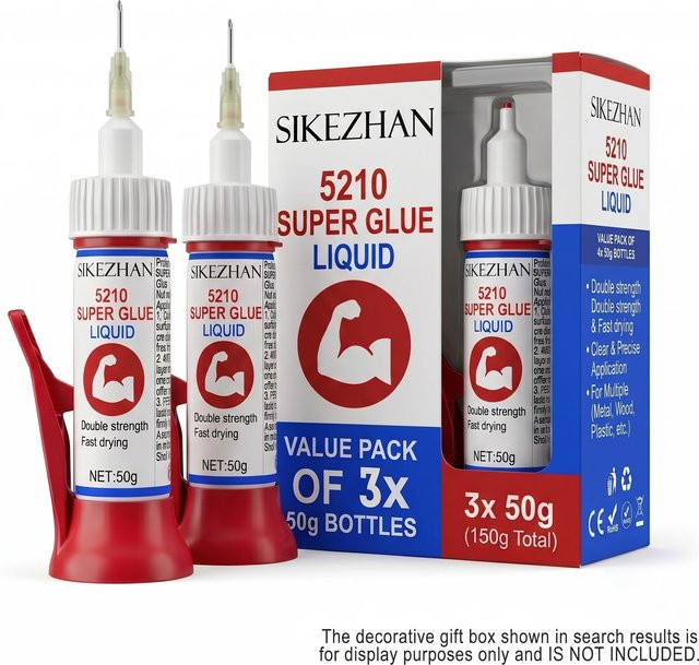 5210 Industrieller Sekundenkleber Transparent, Hochviskoser Cyanacrylat-Flüssigkleber mit Präzisions-Nadelspitze für Metall, Holz und Kunststoff, 50 g - Bild 1