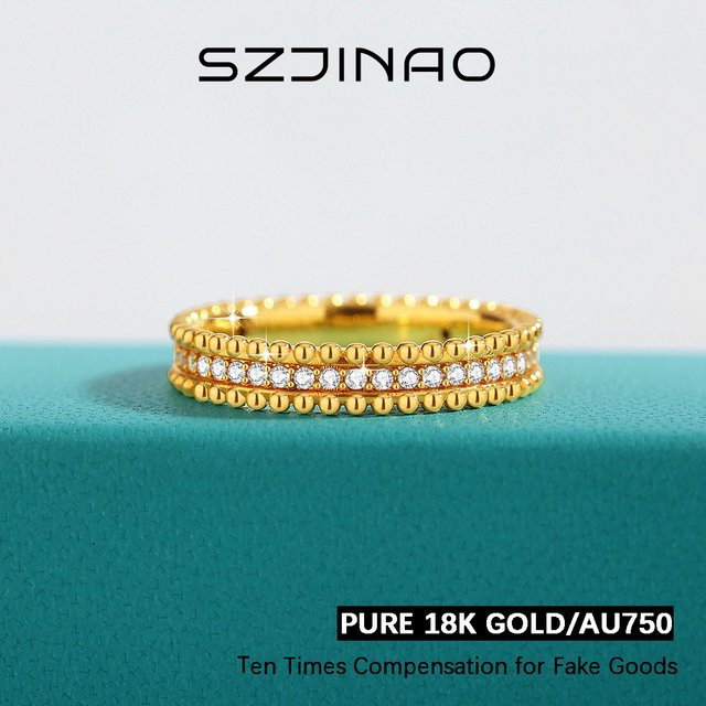 szjinao Moissanit-Ring, 750 Weißgold, Damen - Bild 1