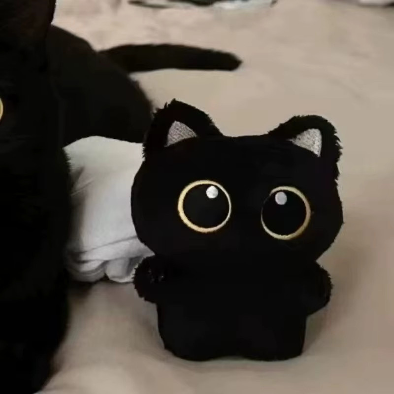 Potdemiel Schwarze Katze Plüschtier Schlüsselanhänger, Schwarz - Bild 3
