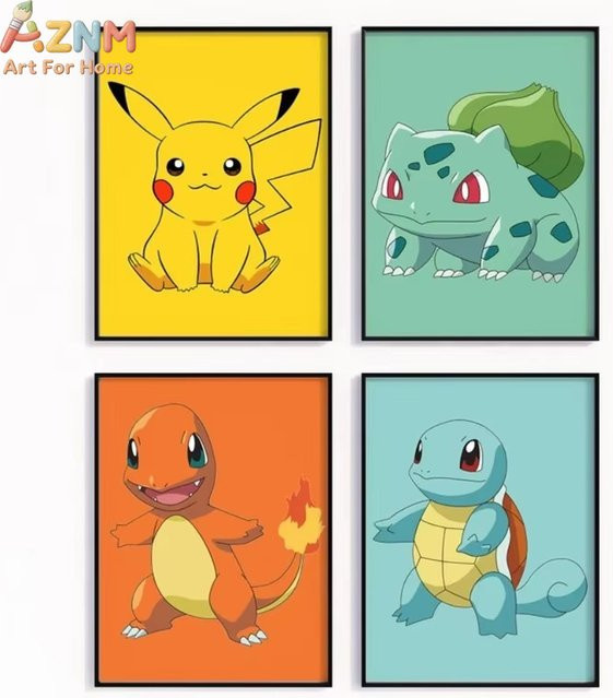 KAYOU Pokemon Pikachu Aquarell-Kunst Poster als Wandbehang in Mehrfarbig - Bild 1