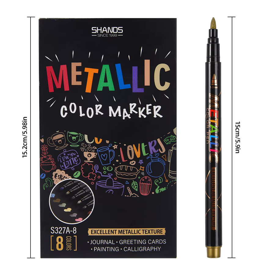 Metall-Farbmarker-Set mit Bullet-Spitze in Multicolour, schnell trocknende Farbstifte für Tagebuchzeichnungen und Notizen - Bild 5