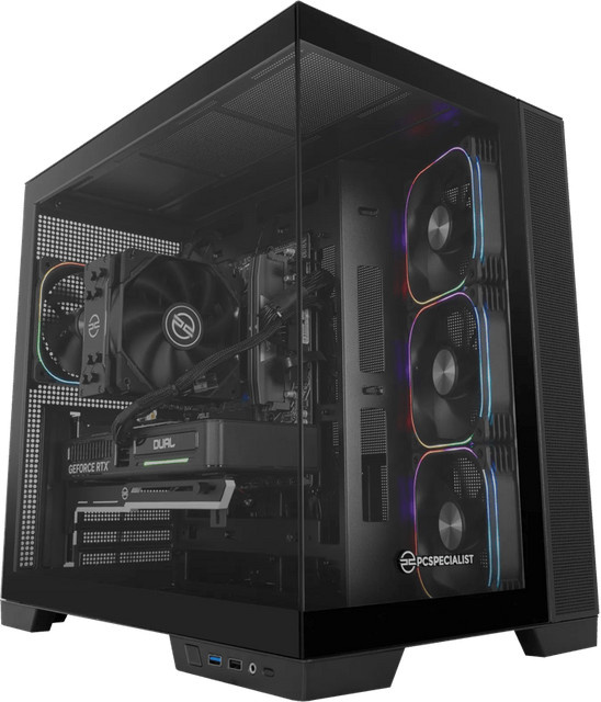 PCSpecialist Impact 99 Gaming-PC mit RTX 3050, AMD Ryzen 5, 16 GB RAM und 512 GB SSD in Schwarz und Transparent - Bild 1