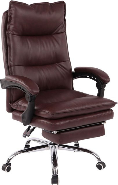 TPFLiving Bürostuhl Poncho Executive Chair aus Kunstleder in Bordeauxrot mit Armlehnen und Rollen - Bild 1