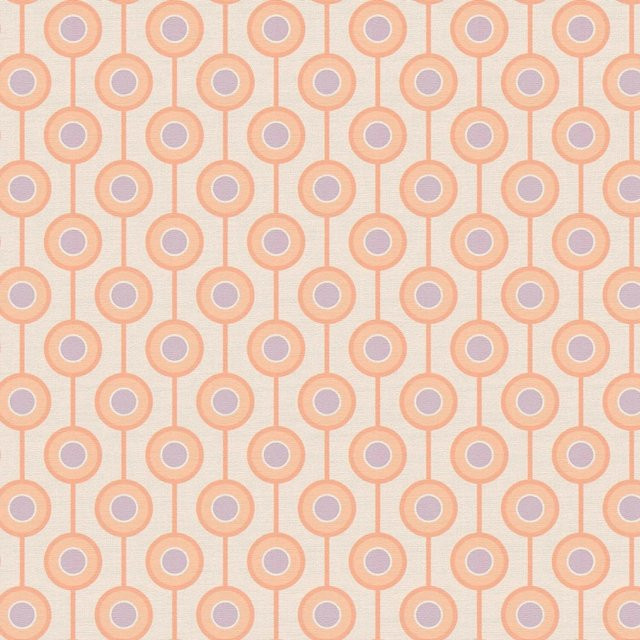PROFHOME 395375-GU Retro Tapete Geometrisch in Beige, Orange, Pink und Flieder, Vlies, Breite: 0,53 m, Länge: 8,50 m - Bild 1