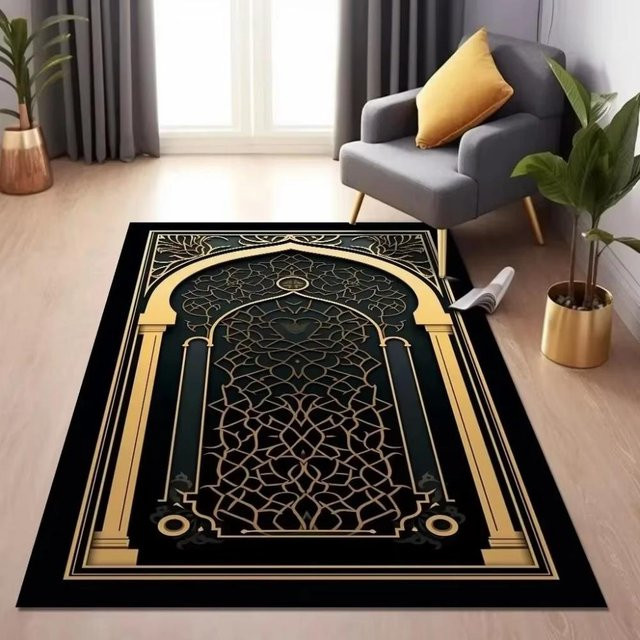 Karpetti Gebetsteppich mit orientalischem Design, Schwarz, B/T: 60 x 40 cm - Bild 1