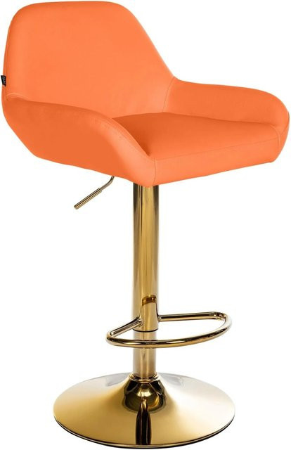 DELUKE Barhocker BIKEL höhenverstellbarer Barstuhl aus Kunstleder in Orange und Gold mit Lehne und 360 Grad Drehbarkeit, B/T/H: 51 x 52 x 89 cm - Bild 1