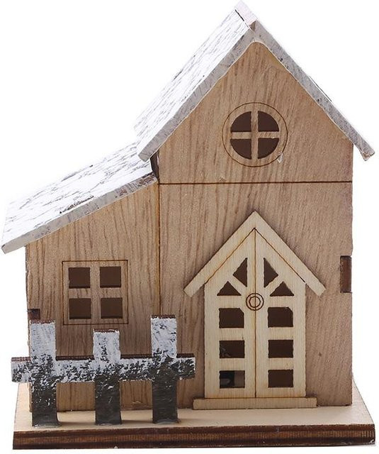 Dekoratives leuchtendes Holzhaus mit LED für Weihnachten, braun, Desktop-Anhänger für Kinder und Erwachsene - Bild 1