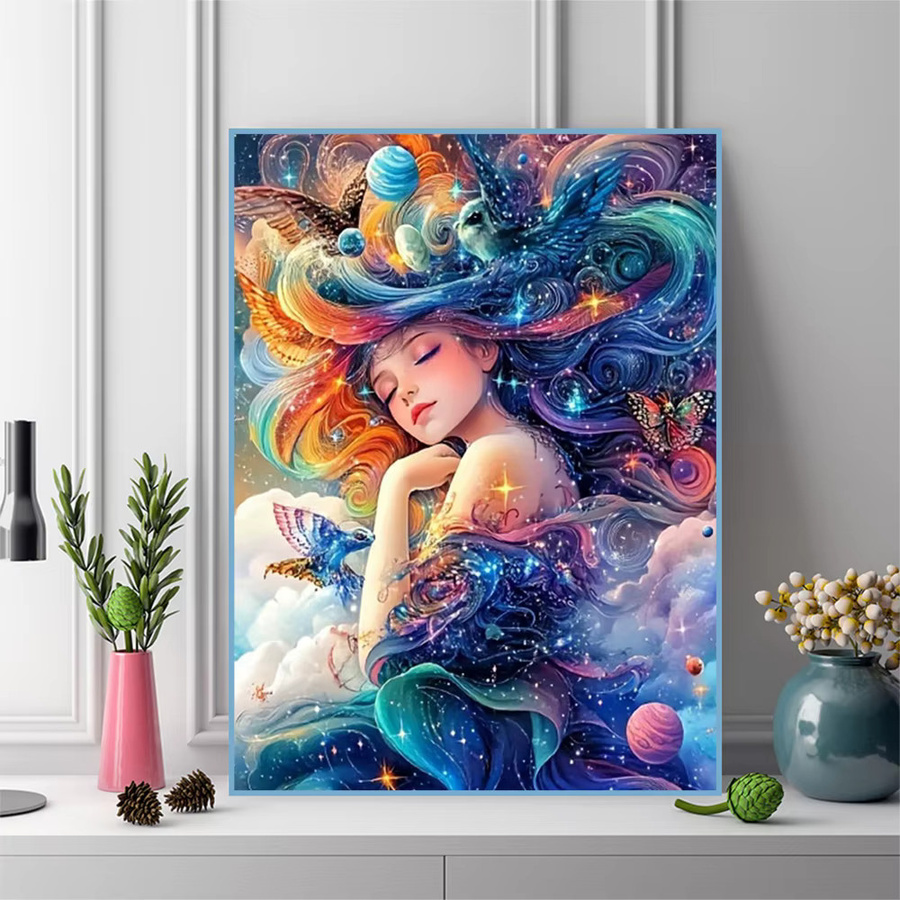 EverShine Diamant-Mosaik-Porträt Elf als Stickerei mit Strasssteinen, quadratisch, Multicolour, B/H: 20 x 20 cm - Bild 3